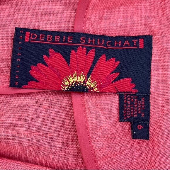 Debbie Shuchat Coral Linen Blazer Women’s Size 6 Lightweight Preppy Bohemian EUC - Picture 3 of 6
